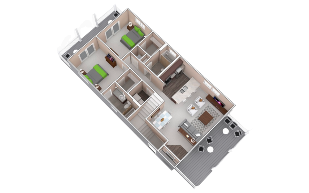 B3 - 2 bedroom floorplan layout with 2 bathrooms and 1433 square feet