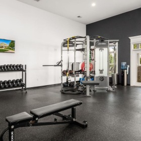 a gym with treadmills