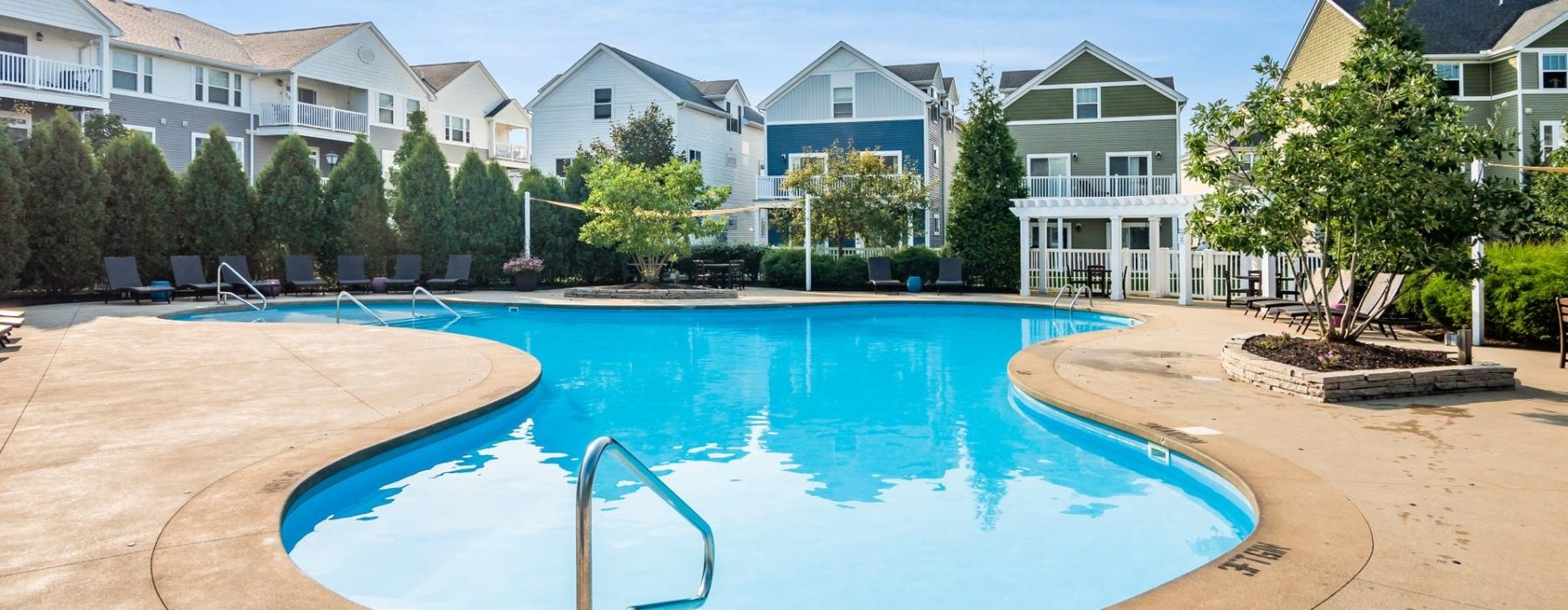 a swimming pool in a neighborhood